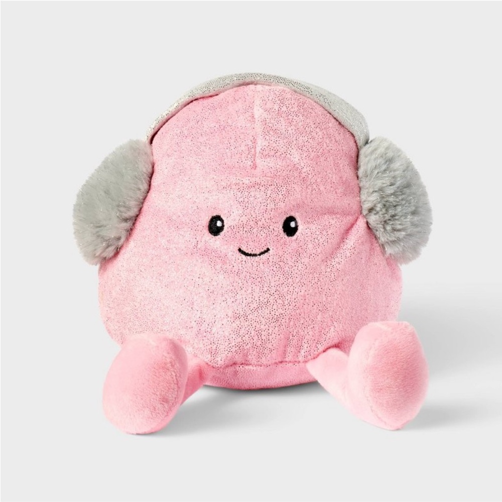 Pink Plush Toy with Gray Earmuffs